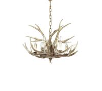 Sospensione Rustica-Country Chalet Metallo Beige 6 Luci E14