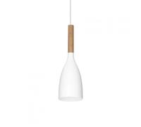 Sospensione Industrial-Minimal Manhattan Legno Bianco 1 Luce E14