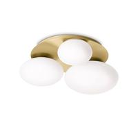 Ideal Lux NINFEA Plafoniera da soffitto DecoratiGlass rotonda a 3 luci in ottone
