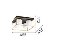 Ideal Lux plafoniera Lingotto, a 4 luci, nero, vetro opalino IDEAL LUX