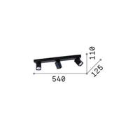 Ideal Lux Rudy Faretto quadrato da soffitto, nero, a 3 luci, metallo IDEAL LUX