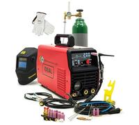 IDEAL Praktik 200 TIG AC DC Saldatrice HF Accensione - TIG Welder Inverter 200A con MMA & Impulso - Set completo da 8 l Argon per alluminio e acciaio inox - Saldatura.de (set 2)