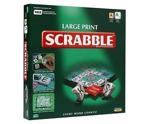 Ideal | Scrabble con stampa grande: tavola extra con testo chiaro e grande stampa e lettere piastrelle | Giochi | Parola | Per 2-4 giocatori | Età 10+, 11213, verde, tavola: 37 cm x 37 cm /