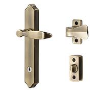 Ideal Security 1216 Maniglia per porta con serratura e chiave, montaggio superficiale, per porte spesse 1-1 ½" (ottone antico, 4 montanti)