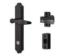 Ideal Security 1216 - Maniglia per porta con serratura e chiave, montaggio superficiale, per porte spesse 1-1 ½", colore nero, 4 montanti