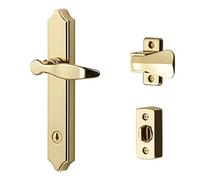 Ideal Security 1216 Maniglia per porta con serratura e chiave, montaggio superficiale, per porte spesse 1-1 ½" (ottone brillante, 4 montanti)