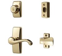 Ideal Security T rdr cker mit Riegelschloss f r Sturm- und Fliegengittert ren, helles Messing (4-teiliges Set)