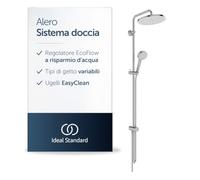 Ideal Standard Alero colonna doccia, kit doccia a risparmio idrico con due tipi di getto (SilkRain e Rain), montaggio flessibile grazie al braccio girevole - Cromo (260 x 513 x 1117 mm)
