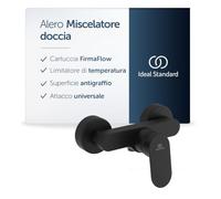 Ideal Standard Alero miscelatore doccia, montaggio a parete - Nero Opaco | Rubinetteria doccia durevole con limitatore di temperatura, 12 l/min (3 bar), raccordo universale G-1/2, BE180XG