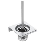 Ideal Standard BD593SI Alu+ - Set di scopino per WC, con scopino per WC, montaggio a parete, supporto in vetro, colore: Argento