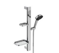 Ideal Standard Alu+ set doccia con asta saliscendi e mensola, 2 tipi di getto, BD586AA, Alu+ cromo [Rubinetteria Bagno > Set Doccia]