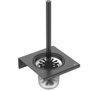 Ideal Standard - Alu+, Set scopino per WC in alluminio, scopino WC, Montaggio a parete, 160x170x347mm, Supporto in vetro, Nero seta