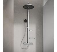 Ideal Standard - Alu+, Colonna doccia termostatica in alluminio, Miscelatore termostatico esterno a doppia uscita, Matt Silver