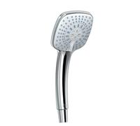 Ideal Standard - Doccia a mano Idealrain Cube, soffione doccia a risparmio idrico con 3 tipi di getto (pioggia, cascata e massaggio) tramite interruttore rotante, cromato