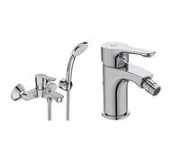 Ideal Standard BC676AA Alpha Miscelatore esterno vasca doccia, con accessori, cromato & BC652AA Alpha Miscelatore bidet, cromato