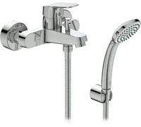 Ideal Standard - Ceraflex, Miscelatore esterno per vasca o doccia, Kit completo di doccetta ad una funzione e flessibile da 1500mm, Cromato
