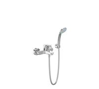 Ideal Standard - Ceraflex, Miscelatore esterno per vasca o doccia, Kit completo di doccetta ad una funzione e flessibile da 1500mm, Cromato
