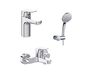 Ideal Standard - Ceraflex, Set miscelatori bagno, Kit rubinetti monocomando per lavabo con bocca alta e per vasca o doccia, Cromato