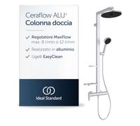 Ideal Standard Ceraflow Alu+ sistema doccia con miscelatore - Argento | Doccette con 2 funzioni (soffione e doccetta), ripiani regolabili, BD584SI