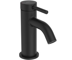 Ideal Standard - Ceraline, Miscelatore monocomando piccolo, Rubinetto lavabo compatto con cartuccia FirmaFlow, Senza asta di comando e piletta, Easyfix, Nero seta