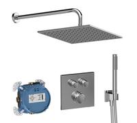 Ideal Standard - Ceratherm Navigo, Kit doccia quadrato, Set 6 pezzi componenti doccia, Cromato
