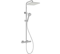 Ideal Standard Ceratherm T25 N Colonna doccia, Soffione doccia a risparmio idrico con getto variabile, soffione quadrato, protezione antiscottatura, funzione termostato e altezza regolabile - Cromo