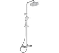 Ideal Standard Ceratherm T25 Sistema doccia, soffione doccia a risparmio idrico con getto variabile e protezione antiscottatura (CoolBody), flessibile doccia 1600 mm - Cromato (315x492,5x1117 mm)