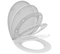 Ideal Standard Eurovit sedile WC con SoftClose, forma ovale - Bianco | Sedile per WC universale con chiusura automatica (SoftClose) e cerniere in acciaio inossidabile, E131801