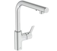 Ideal Standard - Gusto iMX Miscelatore cucina, Bocca alta tonda a L, con dispenser di sapone integrato, bocca girevole a 360°, facile da installare con fissaggio EasyFix+, Cromato