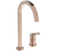 Ideal Standard - Gusto Miscelatore cucina a 2 fori, Bocca alta squadrata, con cartuccia FirmaFlow, bocca girevole a 360°, Collegamento a vite dal basso, Sunset Rose