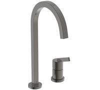 Ideal Standard - Gusto Miscelatore cucina a 2 fori, Bocca alta squadrata, con cartuccia FirmaFlow, bocca girevole a 360°, Collegamento a vite dal basso, Magnetic Grey