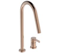 Ideal Standard - Gusto Miscelatore cucina a 2 fori, Bocca alta tonda, con doccetta estraibile e due modalità di getto, bocca girevole a 360°, Collegamento a vite dal basso, Sunset Rose