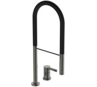 Ideal Standard - Gusto Miscelatore cucina a 2 fori, Semi Pro, con doccetta estraibile e due modalità di getto, bocca girevole a 360°, 6,7 l/min, Collegamento a vite dal basso, Magnetic Grey