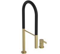 Ideal Standard - Gusto Miscelatore cucina a 2 fori, Semi Pro, con doccetta estraibile e due modalità di getto, bocca girevole a 360°, 6,7 l/min, Collegamento a vite dal basso, Brushed Gold