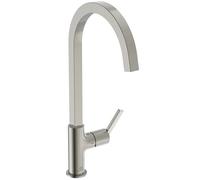 Ideal Standard - Gusto Miscelatore cucina, Bocca alta squadrata, con cartuccia FirmaFlow, bocca girevole a 360°, facile da installare con fissaggio EasyFix+, Silver Storm