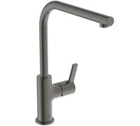 Ideal Standard - Gusto Miscelatore cucina, Bocca alta tonda a L, con cartuccia FirmaFlow, bocca girevole a 360°, facile da installare con fissaggio EasyFix+, Magnetic Grey