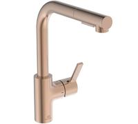 Ideal Standard - Gusto Miscelatore cucina, Bocca alta tonda a L, con doccetta estraibile e due modalità di getto, bocca girevole a 360°, facile da installare con fissaggio EasyFix+, Sunset Rose