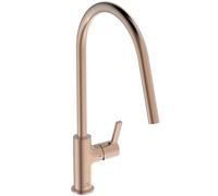 Ideal Standard - Gusto, Miscelatore monocomando per lavello da cucina, Bocca alta tubolare orientabile, Sunset Rose