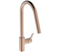 Ideal Standard - Gusto Miscelatore cucina, Bocca alta tonda, con doccetta estraibile, bocca girevole a 360°, facile da installare con fissaggio EasyFix+, Sunset Rose