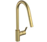 Ideal Standard - Gusto, Miscelatore monocomando per lavello da cucina, Bocca alta tubolare con doccetta orientabile ed estraibile a due funzioni, Brushed Gold
