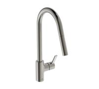 Ideal Standard - Gusto, Miscelatore monocomando per lavello da cucina, Bocca alta tubolare con doccetta orientabile ed estraibile a due funzioni, Silver Storm