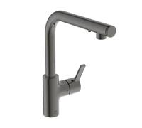 Ideal Standard - Gusto iMX, Miscelatore monocomando per lavello da cucina con erogatore di sapone, Bocca ad L tubolare ed erogazione orientabile, Magnetic grey