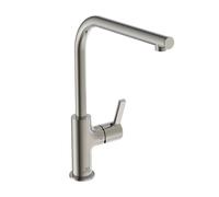 Ideal Standard - Gusto, Miscelatore monocomando per lavello da cucina, Bocca ad L tubolare ed erogazione orientabile, Silver Storm