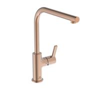 Ideal Standard - Gusto, Miscelatore monocomando per lavello da cucina, Bocca ad L tubolare ed erogazione orientabile, Sunset Rose