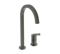 Ideal Standard - Gusto, Miscelatore monocomando per lavello da cucina a due fori, Bocca alta squadrata orientabile a 360°, Magnetic Grey