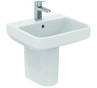 Ideal Standard - i.life B Lavabo da 50 cm con foro centrale per la rubinetteria aperto e foro del troppopieno. Colonna, semicolonna e sifone d'arredo da acquistare separatamente. Bianco