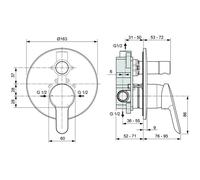 IDEAL STANDARD - Miscelatore Monocomando ad incasso ALPHA per Doccia/Vasca con D