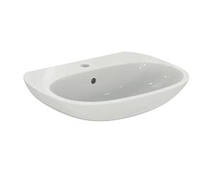 Ideal Standard - Tesi, Lavabo da 60cm per installazione a muro, Con foro centrale per la rubinetteria, Con foro troppopieno, Bianco