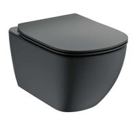 Ideal Standard - Tesi, WC sospeso Aquablade con fissaggi nascosti, Copriwater sottile con chiusura rallentata, Nero seta