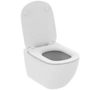 Ideal Standard - Tesi, WC sospeso Aquablade con fissaggi nascosti, Copriwater sottile con chiusura rallentata, Bianco seta